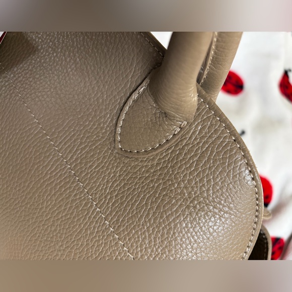 Viral Anna Paola Genuine Taupe Italian  Leather & Suede Satchel Tote - Picture 6 of 11